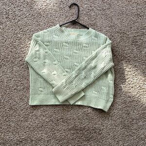 Light Green Cable Knit kids Sweater